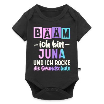 Name Juna Geschenk Grundschule - Baby Premium Kurzarmbody - Schwarz - Vorne