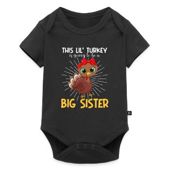 This little turkey becomes Thanksgiving - Baby Premium short-sleeve bodysuit - black - Front