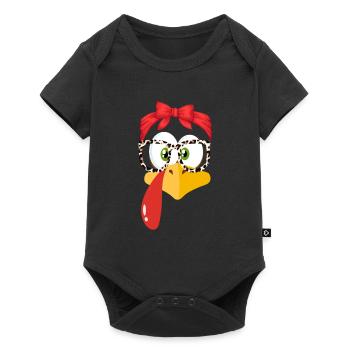 Turkey Face Leopard Print Glasses Thanksgiving - Baby Premium short-sleeve bodysuit - black - Front