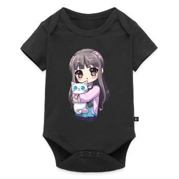 Anime Cats Kawaii Teen Otaku Girl With Cat - Baby Premium short-sleeve bodysuit - black - Front