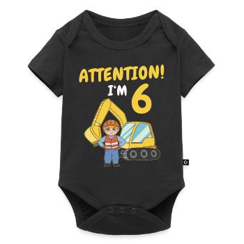 Cadeau 6 ans anniversaire garçon ou fille - Body à manches courtes Premium Bébé - noir - Devant