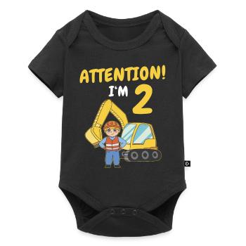 Cadeau 2 ans anniversaire garçon ou fille - Body à manches courtes Premium Bébé - noir - Devant