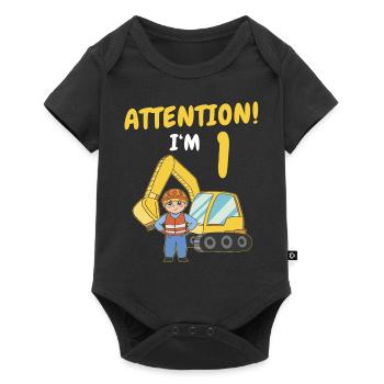 Cadeau 1 an anniversaire garçon ou fille - Body à manches courtes Premium Bébé - noir - Devant