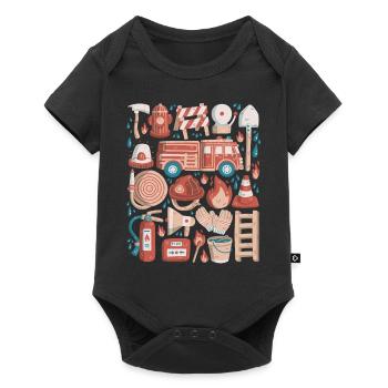 Fire Brigade Doodles Fire Truck Firefighter - Baby Premium short-sleeve bodysuit - black - Front
