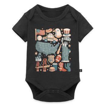 USA Doodles United States of America - Baby Premium short-sleeve bodysuit - black - Front