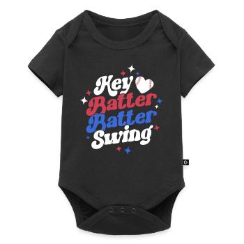 Hey Batter Batter Swing Baller Player Retro - Baby Premium Kurzarmbody - Schwarz - Vorne