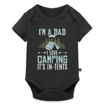 Papa Tente Camping Joke Drôle Papa Jogue - Body à manches courtes Premium Bébé - noir - Devant