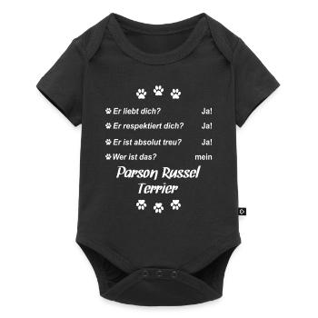 Er liebt Dich. Wer ist das? Parson Russel Terrier - Baby Premium Kurzarmbody - Schwarz - Vorne