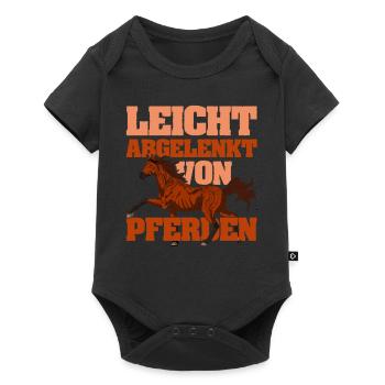 Reiterhof Pferdesport Reiter Geschenk Pferd - Baby Premium Kurzarmbody - Schwarz - Vorne