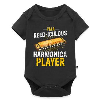 Harmonikaspieler für Munharmonika Spieler - Baby Premium Kurzarmbody - Schwarz - Vorne