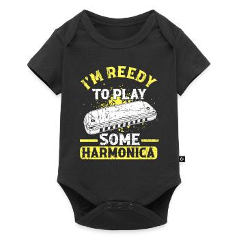 Harmonikaspieler für Munharmonika Spieler - Baby Premium Kurzarmbody - Schwarz - Vorne