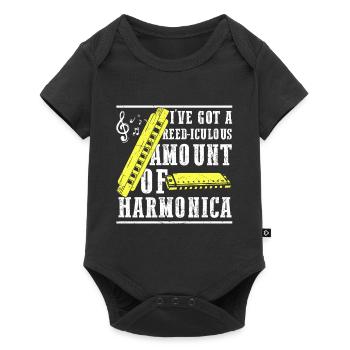 Mundharmonika und Französische Harfenspieler - Baby Premium Kurzarmbody - Schwarz - Vorne