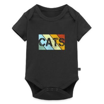 Chat Rétro - Body à manches courtes Premium Bébé - noir - Devant