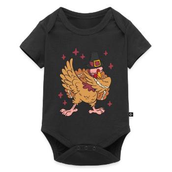 Thanksgiving Day Abendessen Dabbing Türkei Pilger - Baby Premium Kurzarmbody - Schwarz - Vorne