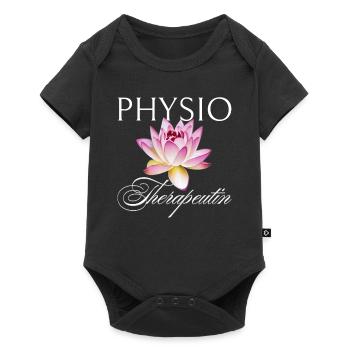 Physiotherapist, masseuse, massage, lotus flower - Baby Premium short-sleeve bodysuit - black - Front