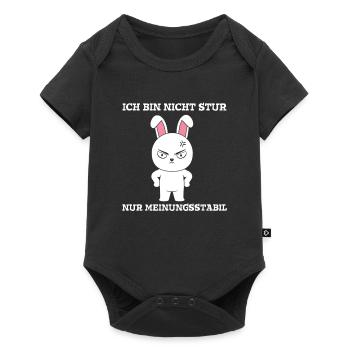 Ich bin nicht Stur nur Meinungsstabil Hase - Baby Premium Kurzarmbody - Schwarz - Vorne