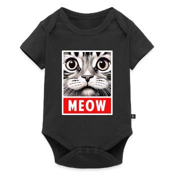 MEOW Meow Cadeau de visage de chat mignon - Body à manches courtes Premium Bébé - noir - Devant