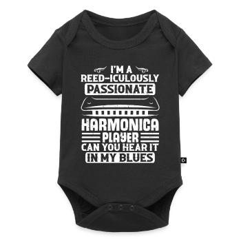 Mundharmonika und Französische Harfenspieler - Baby Premium Kurzarmbody - Schwarz - Vorne