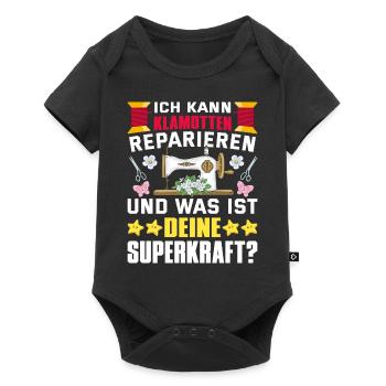Klamotten reparieren Nähen Superkraft - Baby Premium Kurzarmbody - Schwarz - Vorne