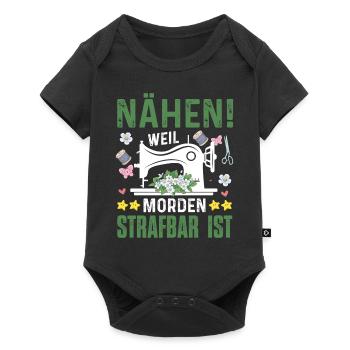 Nähen Strafbar Nähmaschine Geschenkidee - Baby Premium Kurzarmbody - Schwarz - Vorne