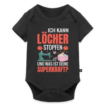 Löcher Stopfen Superkraft Nähen - Baby Premium Kurzarmbody - Schwarz - Vorne