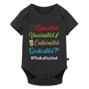 Gebildet, geimpft, koffeinhaltig, engagiert, medizinisch - Baby Premium Kurzarmbody - Schwarz - Vorne