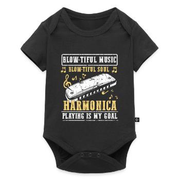 Harmonikaspieler für Munharmonika Spieler - Baby Premium Kurzarmbody - Schwarz - Vorne