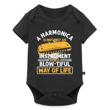 Mundharmonika und Französische Harfenspieler - Baby Premium Kurzarmbody - Schwarz - Vorne