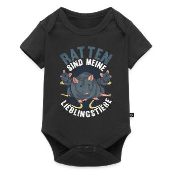 Ratten sind meine Lieblingstiere Lustiges Ratte - Baby Premium Kurzarmbody - Schwarz - Vorne