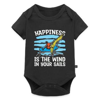 Le bonheur de la planche à voile est le vent en surfboarder - Body à manches courtes Premium Bébé - noir - Devant