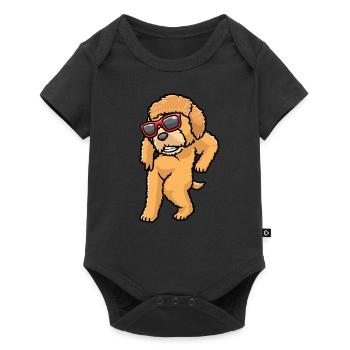 Chien Goldendoodle dansant avec des lunettes de soleil - Body à manches courtes Premium Bébé - noir - Devant