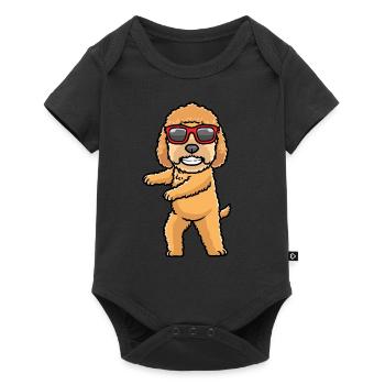Chien Goldendoodle dansant avec des lunettes de soleil - Body à manches courtes Premium Bébé - noir - Devant