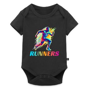 Dynamische Läufer Lauf Wettkampf - Baby Premium Kurzarmbody - Schwarz - Vorne