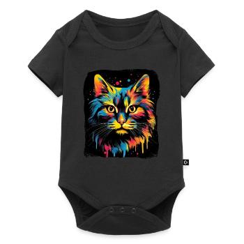 Streetstyle Katze Graffiti Kunst Streetart - Baby Premium Kurzarmbody - Schwarz - Vorne