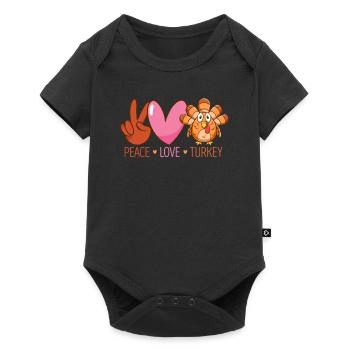 Peace Love Turkey Funny Thanksgiving - Baby Premium short-sleeve bodysuit - black - Front