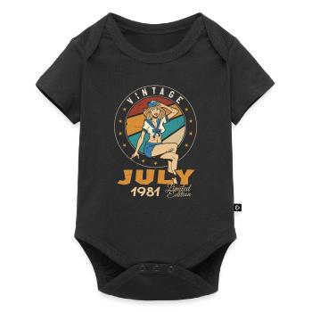 Juli 1981 Juli Geburtstagsgeschenk Juli 1981 - Baby Premium Kurzarmbody - Schwarz - Vorne