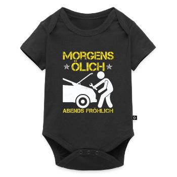Morgens Ölich Abends Fröhlich - Baby Premium Kurzarmbody - Schwarz - Vorne