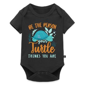 Sea Turtle Tortoise Be The Person - Baby Premium Kurzarmbody - Schwarz - Vorne