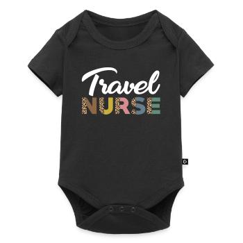 Mignon voyage infirmière imprimé léopard - Body à manches courtes Premium Bébé - noir - Devant