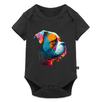 Bunte Amerikanische Bulldogge Männer Frauen - Baby Premium Kurzarmbody - Schwarz - Vorne