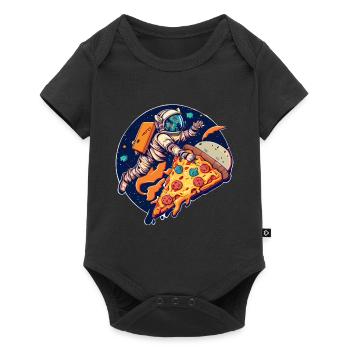 Katze Pizza Weltraum Pizza Galaxie Astronaut - Baby Premium Kurzarmbody - Schwarz - Vorne