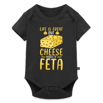 Jeu de mots feta au fromage - Body à manches courtes Premium Bébé - noir - Devant