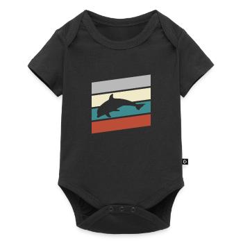 Dauphin Rétro - Body à manches courtes Premium Bébé - noir - Devant