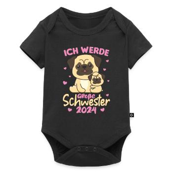 süße Hunde Ich werde Große Schwester 2024 - Baby Premium Kurzarmbody - Schwarz - Vorne