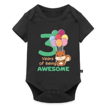 Squirrel for 3rd birthday children three years - Baby Premium short-sleeve bodysuit - black - Front