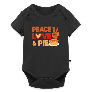 Peace Love Pumpkin Pie Turkey Funny Thanksgiving - Baby Premium short-sleeve bodysuit - black - Front