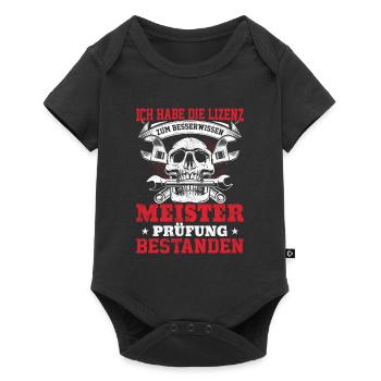 Lizenz Prüfung Meister Geschenkidee - Baby Premium Kurzarmbody - Schwarz - Vorne