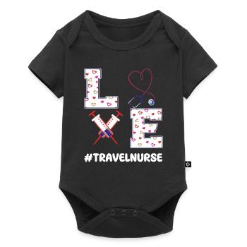 Tenue de soins de travail temporaire Saint-Valentin - Body à manches courtes Premium Bébé - noir - Devant