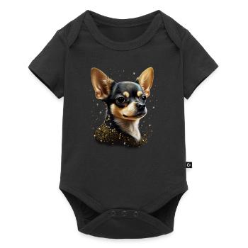 Chihuahua - Chien Mignon Jaune Or Couleur Amour - Body à manches courtes Premium Bébé - noir - Devant