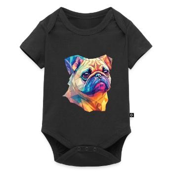 Polygon Art Pug Dog Design Dogs Lover - Baby Premium short-sleeve bodysuit - black - Front